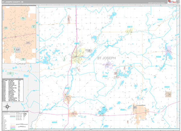 St. Joseph County, MI Zip Code Map